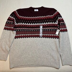NWT Old Navy SoSoft Fair Isle Crew-Neck Sweater - Red/Black/White - Large